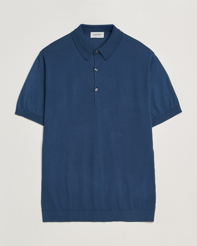John Smedley Adrian Slim Fit Sea Island Cotton Polo Delft Blue – Blauw