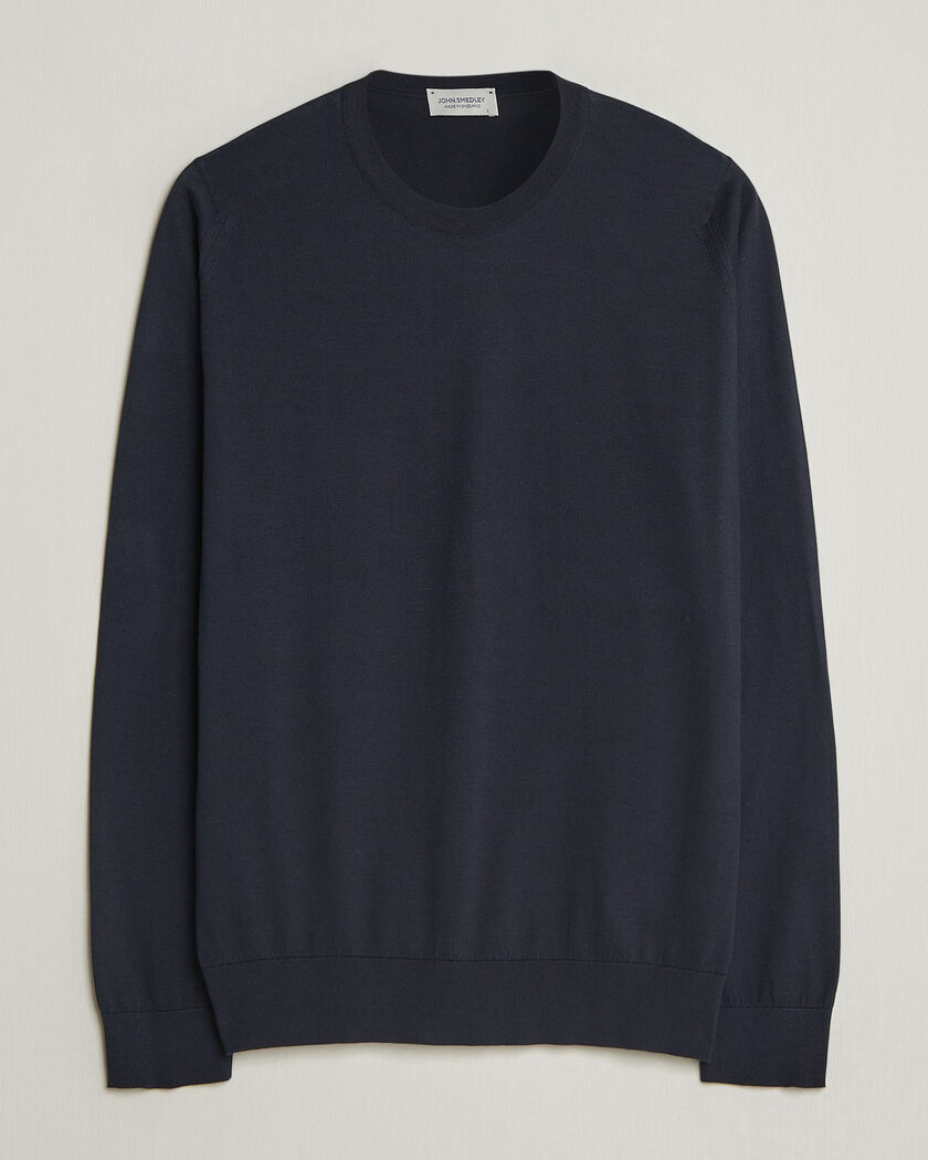 John Smedley Rowland Sea Island Crew Neck Pullover Navy – Blauw