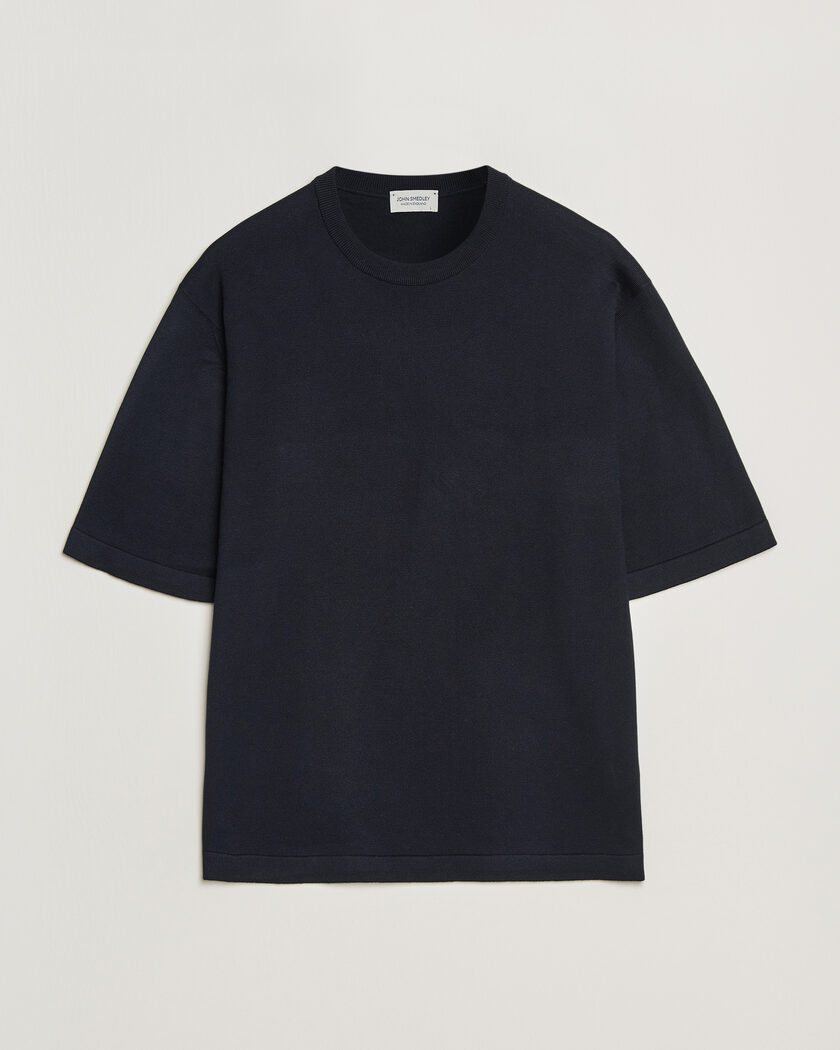 John Smedley Tindall Sea Island Cotton T-Shirt Navy – Blauw