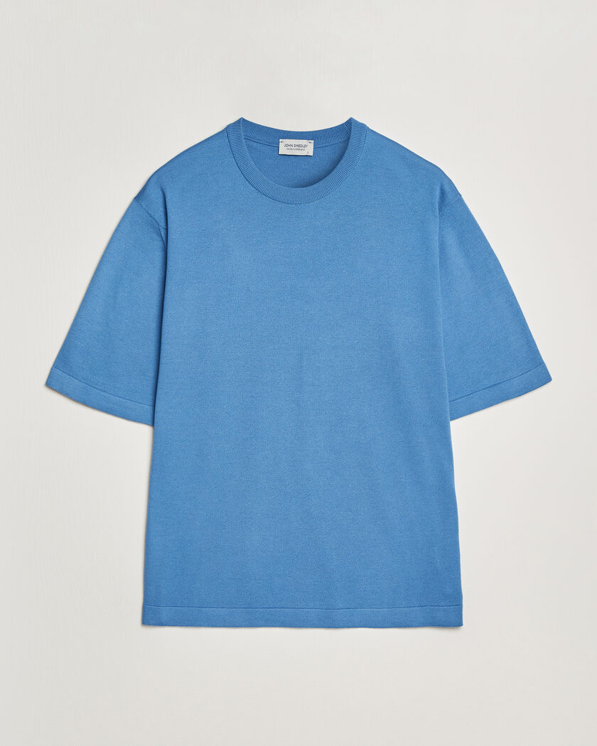 John Smedley Tindall Sea Island Cotton T-Shirt Skye Blue – Blauw