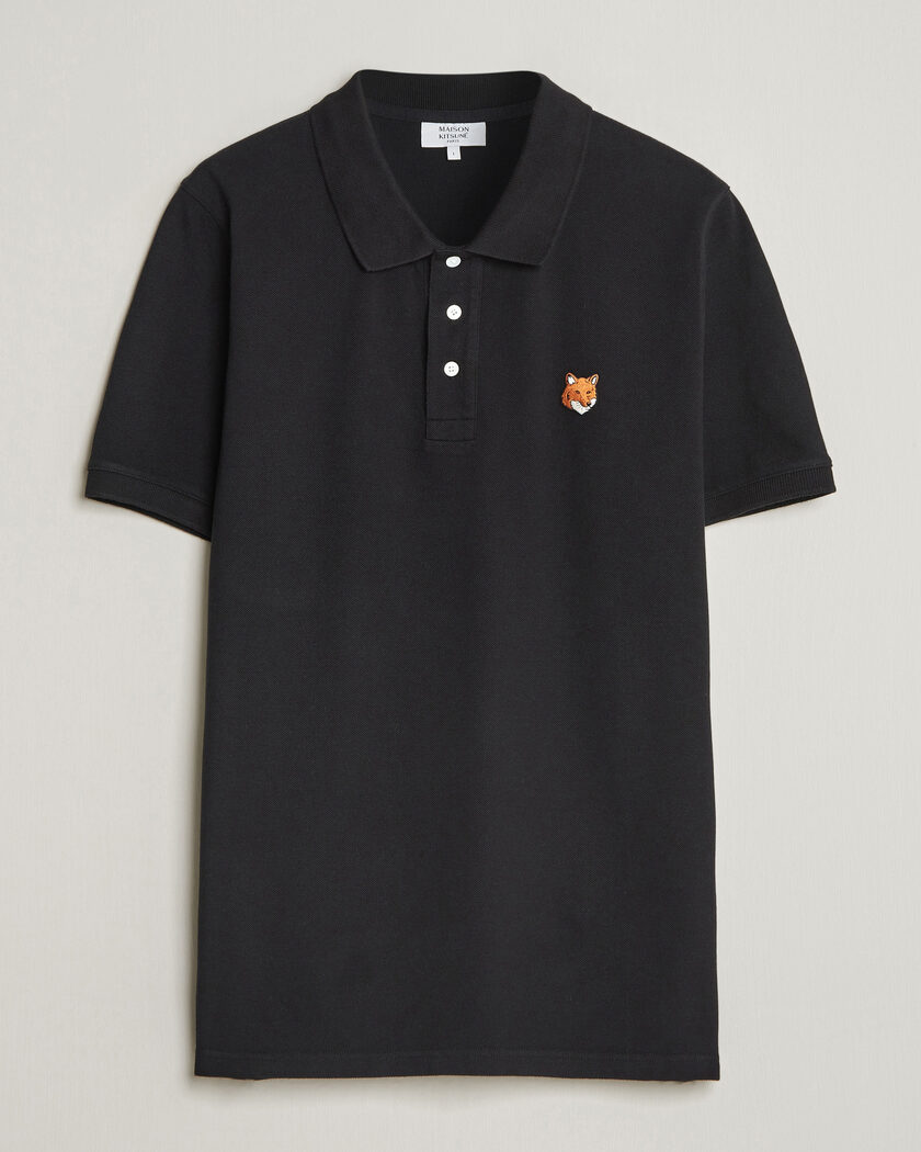 Maison Kitsuné Fox Head Polo Black – Zwart