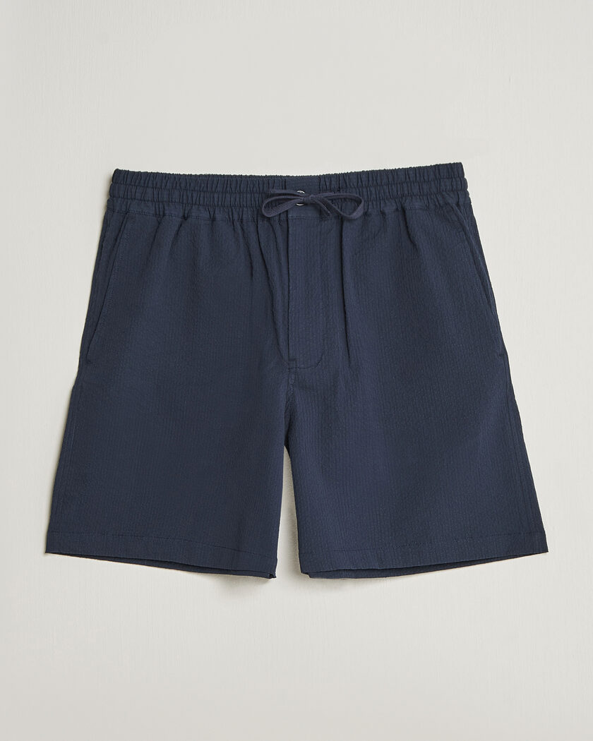 Maison Kitsuné Seersucker Drawstring Shorts Navy – Blauw