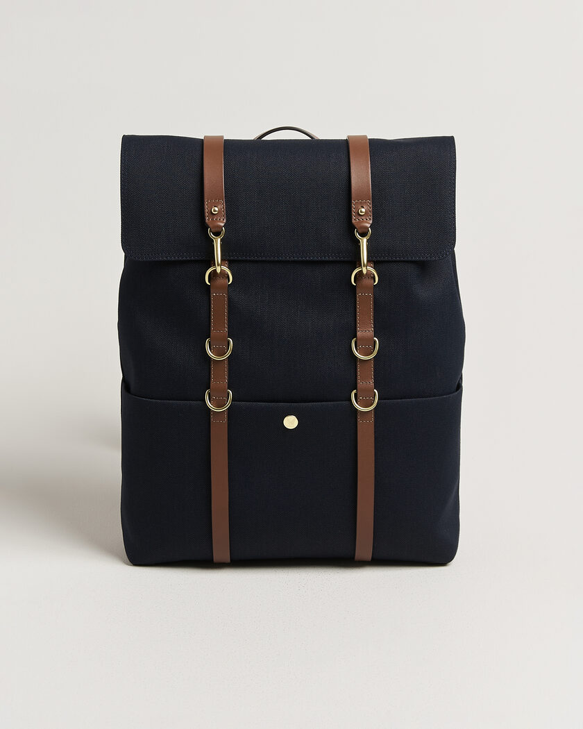 Mismo M/S Nylon Backpack Deep Sea Blue/Cuoio – Blauw