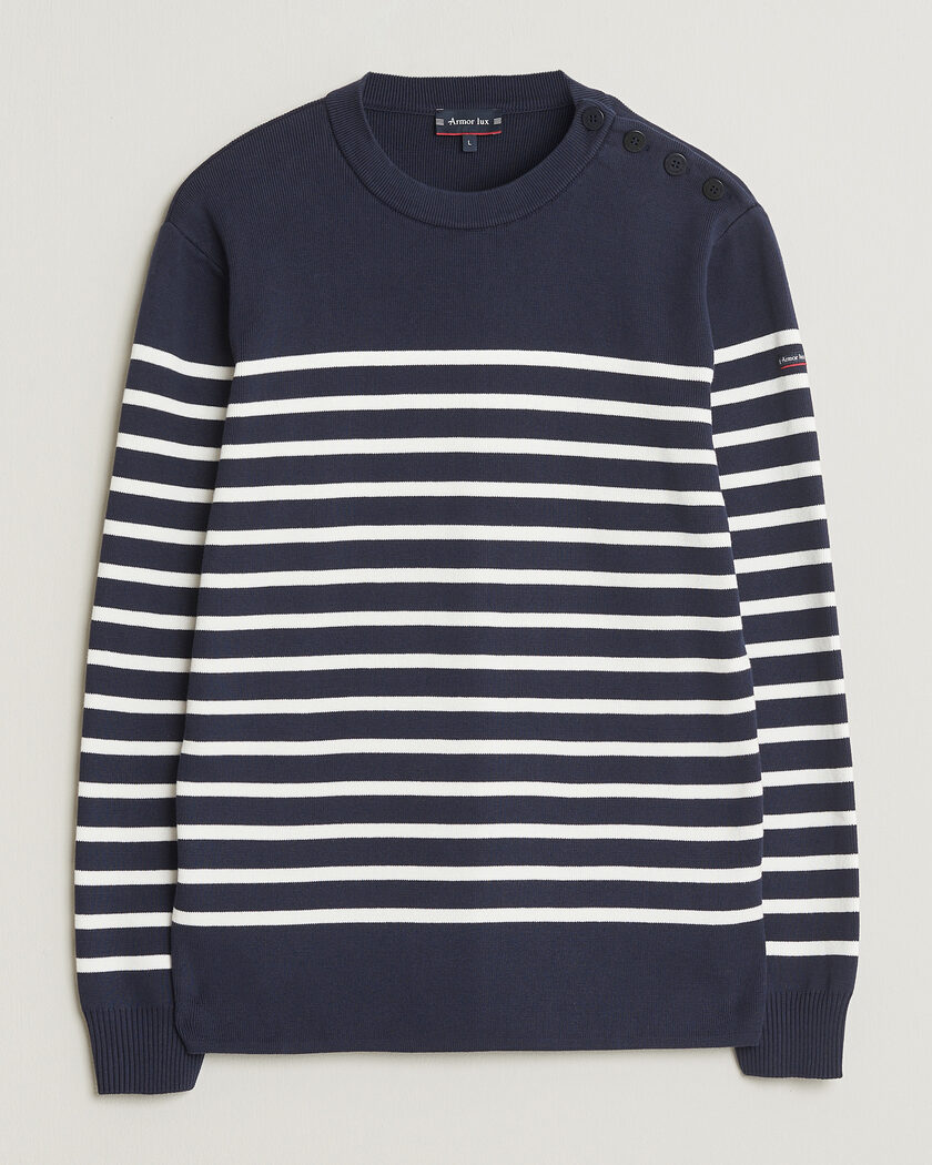 Armor-lux Groix Striped Sweater Navy/Nature – Blauw
