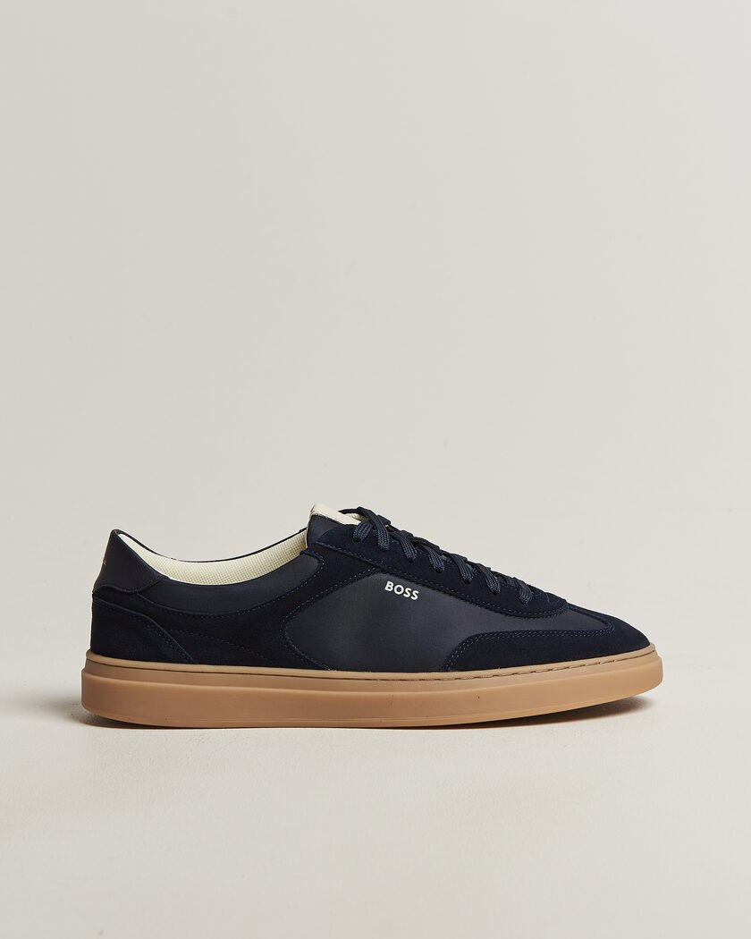 BOSS BLACK Kieran Suede/Nylon Sneaker Dark Blue – Blauw