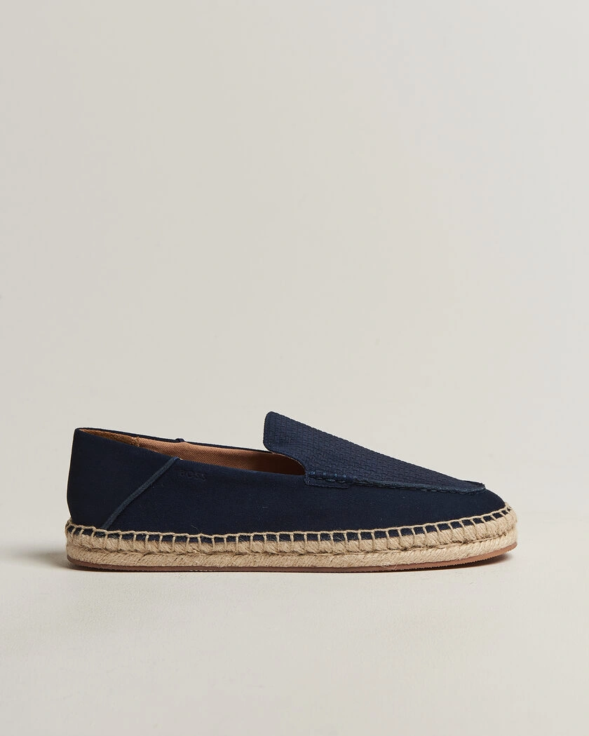 BOSS BLACK Madeira Suede Espadrilles Dark Blue – Blauw