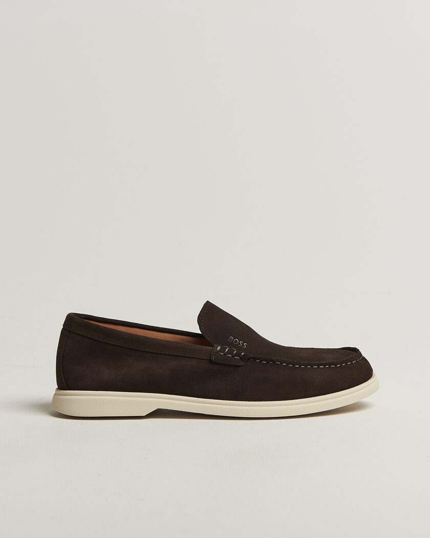 BOSS BLACK Sienne Suede Loafer Dark Brown – Bruin