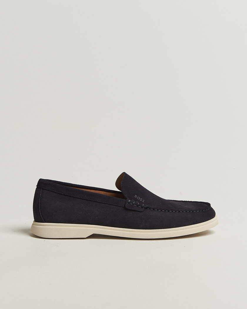 BOSS BLACK Sienne Suede Loafer Dark Blue – Blauw