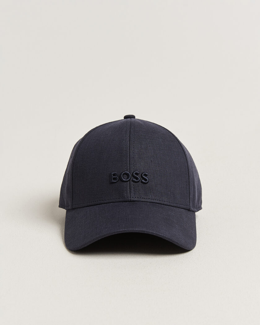 BOSS BLACK Zed Linen Cap Dark Blue – Blauw