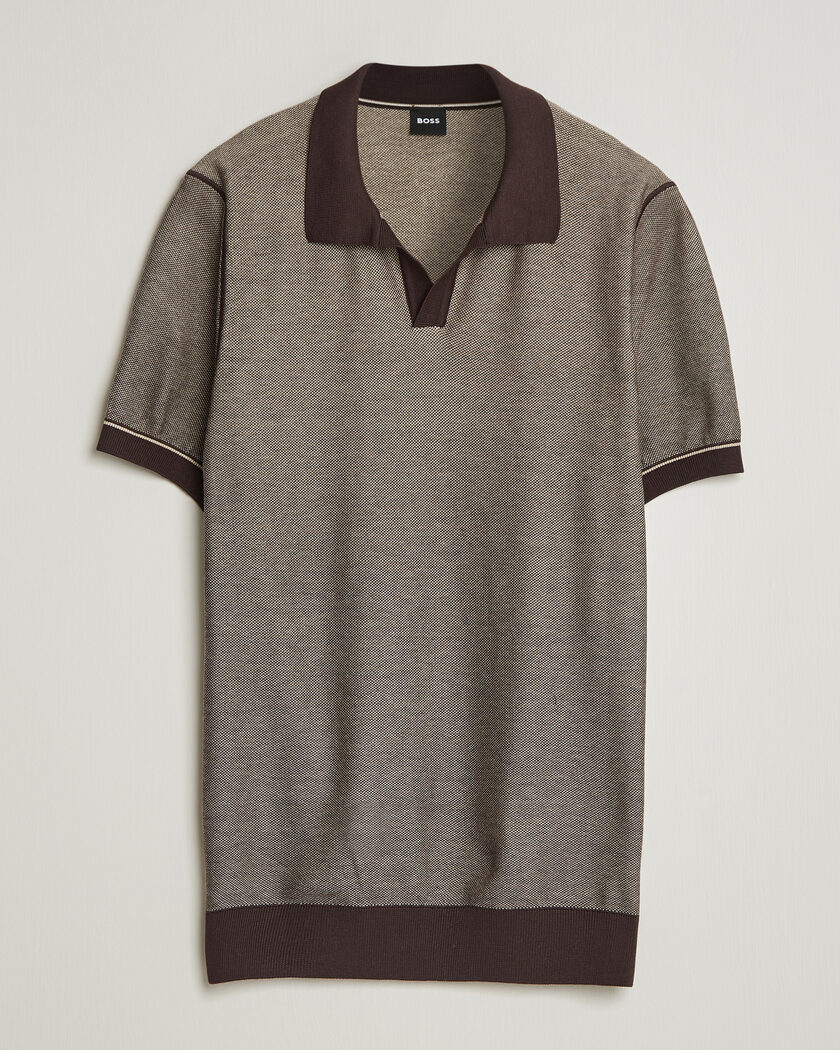 BOSS BLACK Narciso Knitted Polo Dark Brown – Bruin