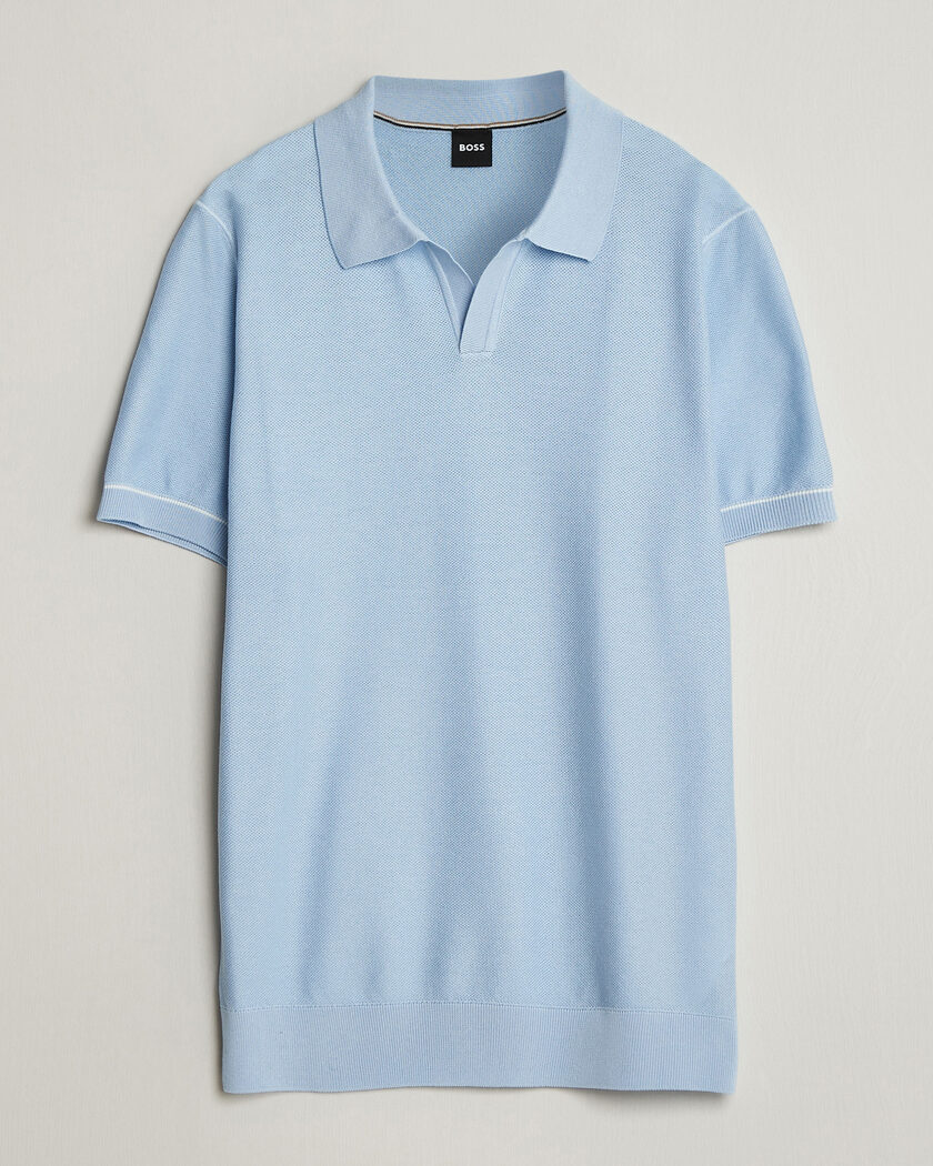 BOSS BLACK Narciso Knitted Polo Light Blue – Blauw