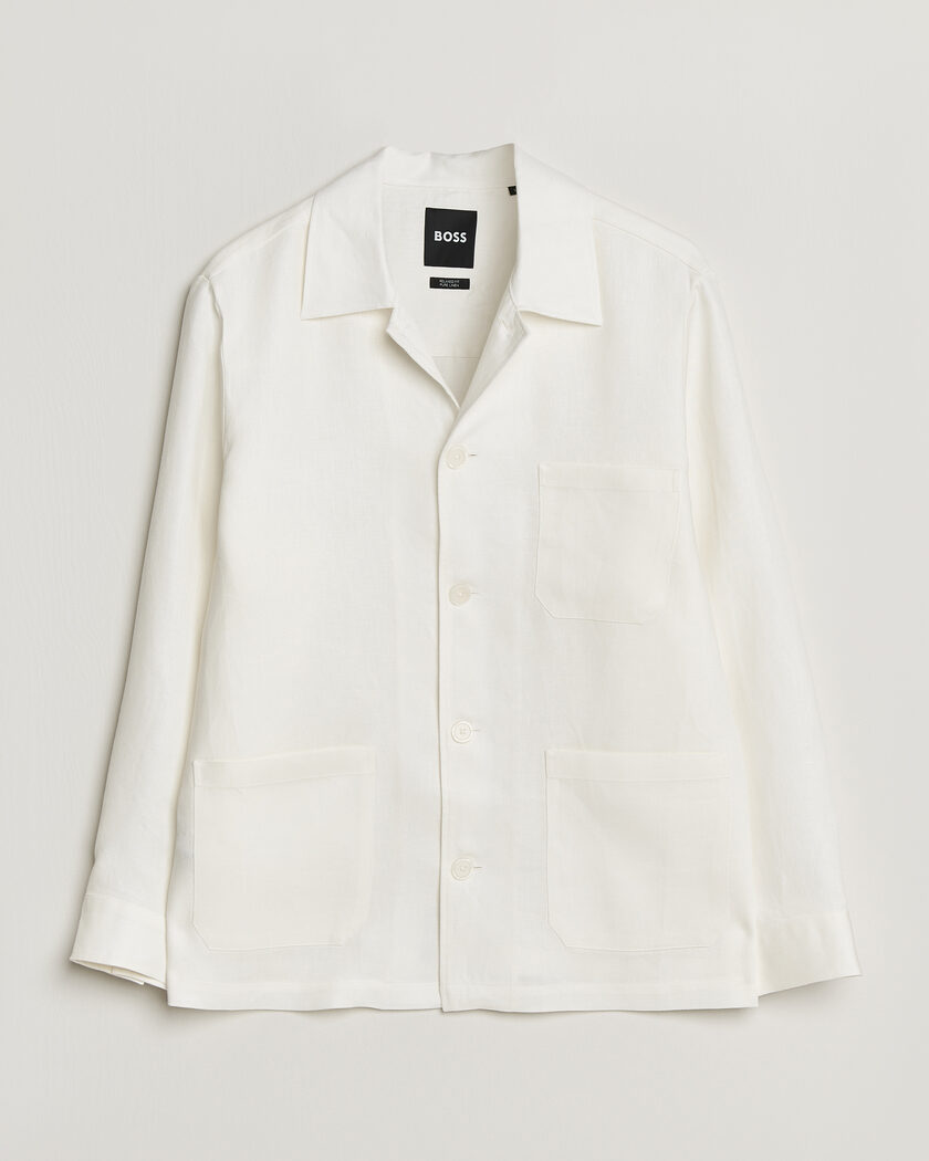 BOSS BLACK Cai Linen Overshirt White – Wit