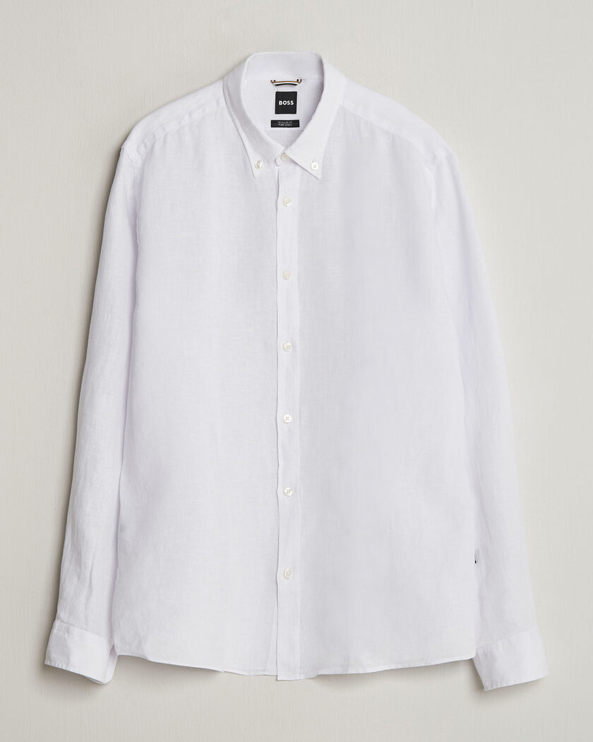 BOSS BLACK Liam Linen Shirt White – Wit