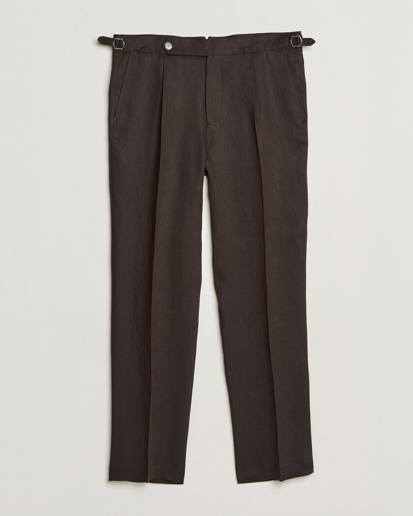 BOSS BLACK Perino Linen Suit Trousers Dark Brown – Bruin