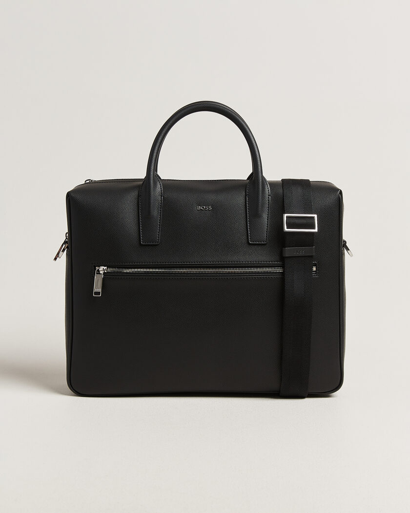 BOSS BLACK Daxter Leather Briefcase Black – Zwart