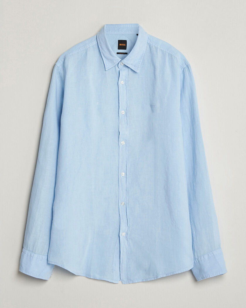 BOSS ORANGE Relegant Linen Shirt Light Blue – Blauw