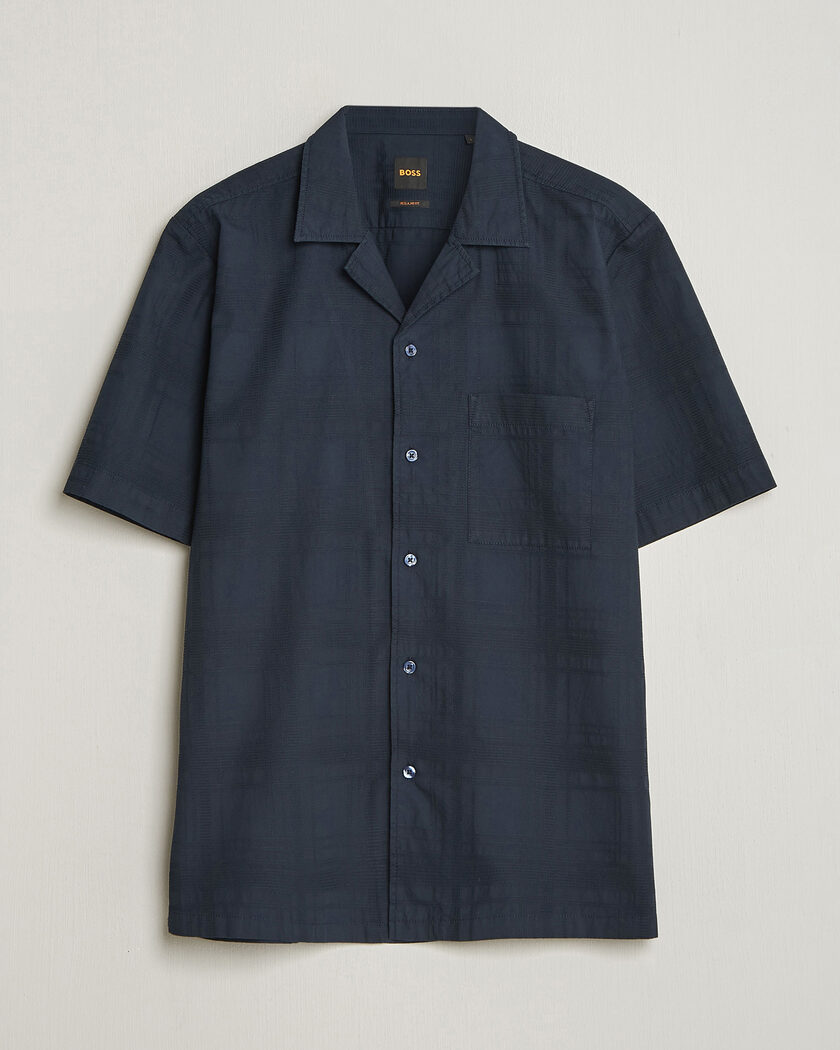 BOSS ORANGE Rayer Cotton Resort Shirt Dark Blue – Blauw