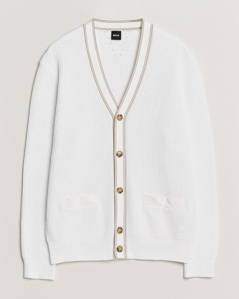 BOSS BLACK Napoli Knitted Cardigan White – Wit