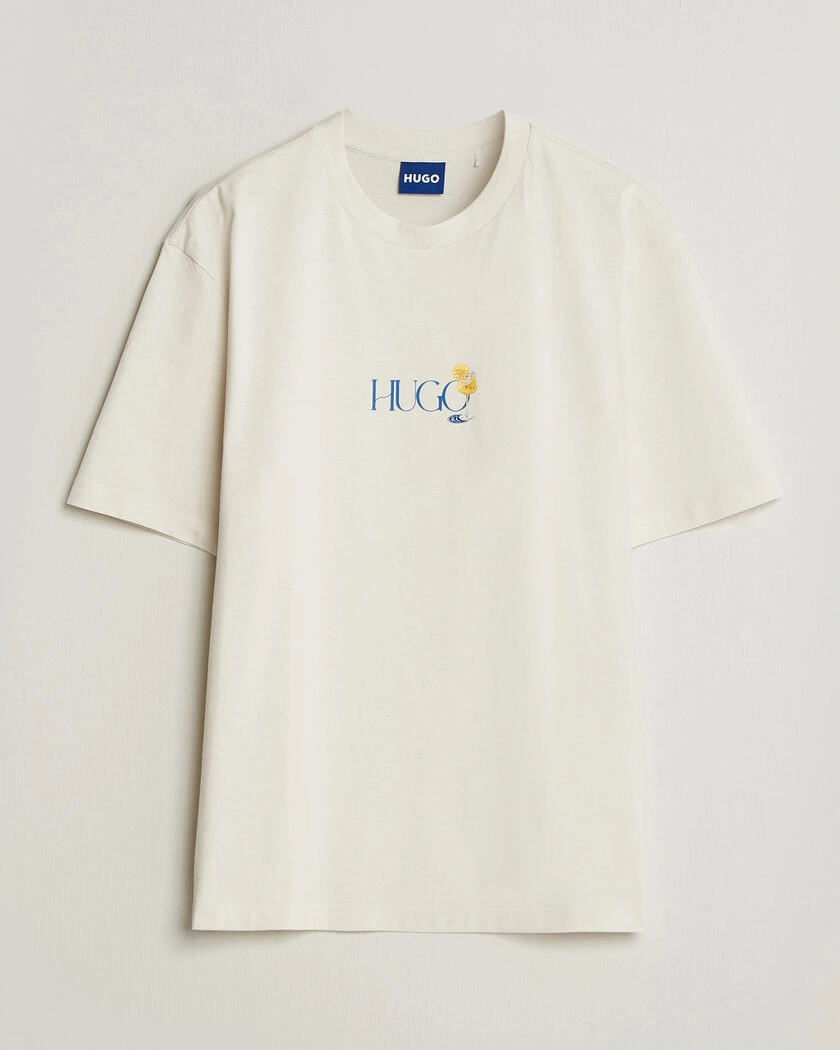 HUGO Nulaxo Printed Crew Neck T-Shirt Open White – Wit
