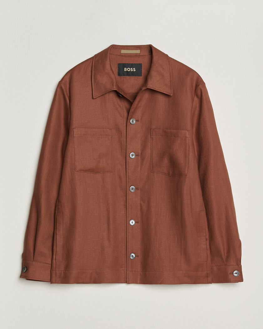 BOSS CAMEL Corvin Linen Overshirt Medium Brown – Bruin