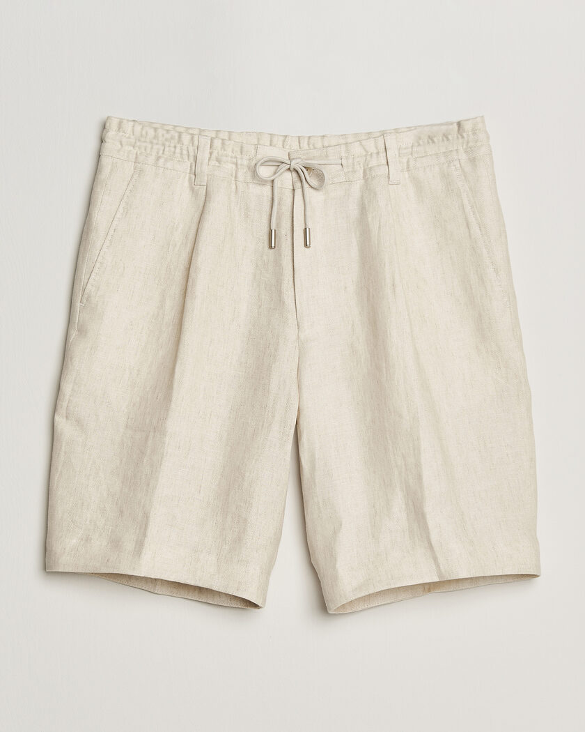 BOSS CAMEL Peet Linen Drawstring Shorts Open White – Wit