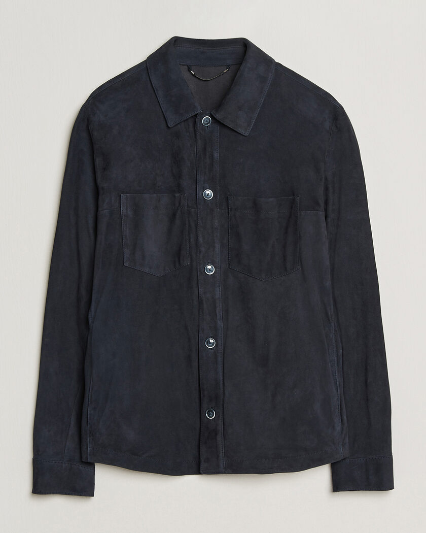 BOSS CAMEL Mando Suede Jacket Dark Blue – Blauw