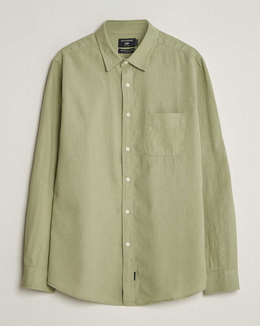 Dockers Slim Linen/Cotton Shirt Tea – Groen