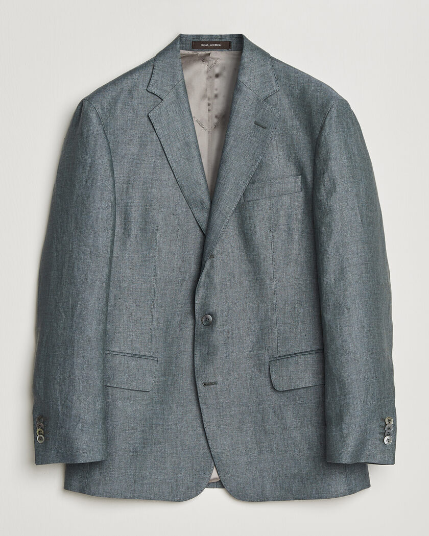 Oscar Jacobson Robert Linen Blazer Olive – Groen