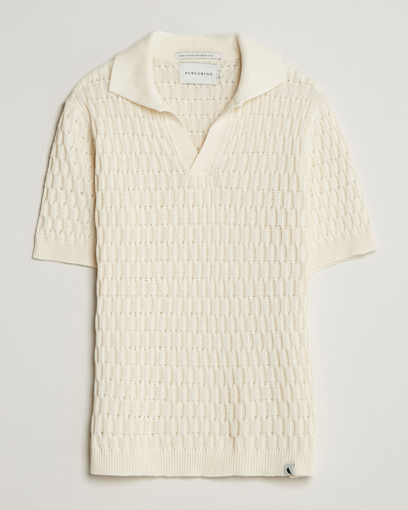 Peregrine Cove Knitted Cotton Polo Shirt White – Wit