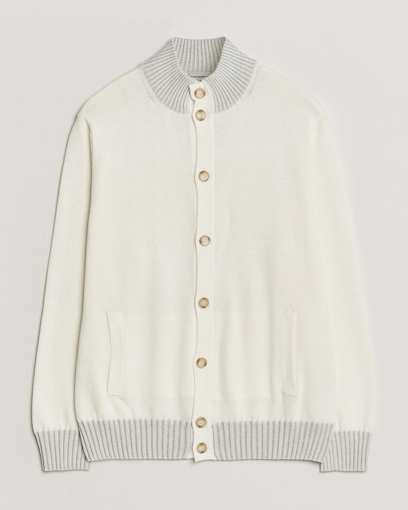 Morgano Cotton/Cashmere Knitted Cardigan Cream – Wit