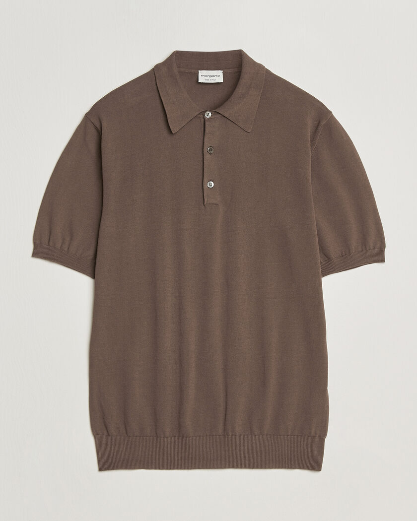 Morgano Knitted Cotton Crepe Polo Brown – Bruin
