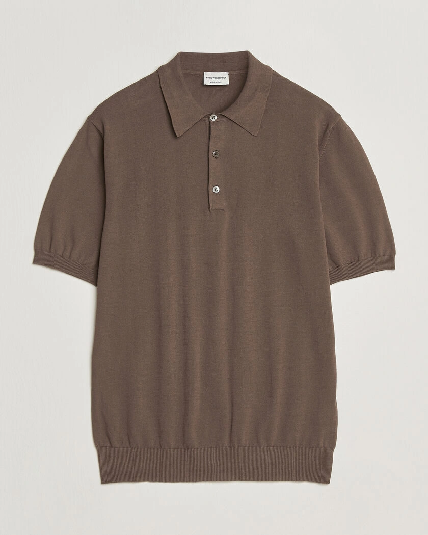 Morgano Knitted Cotton Crepe Polo Brown – Bruin