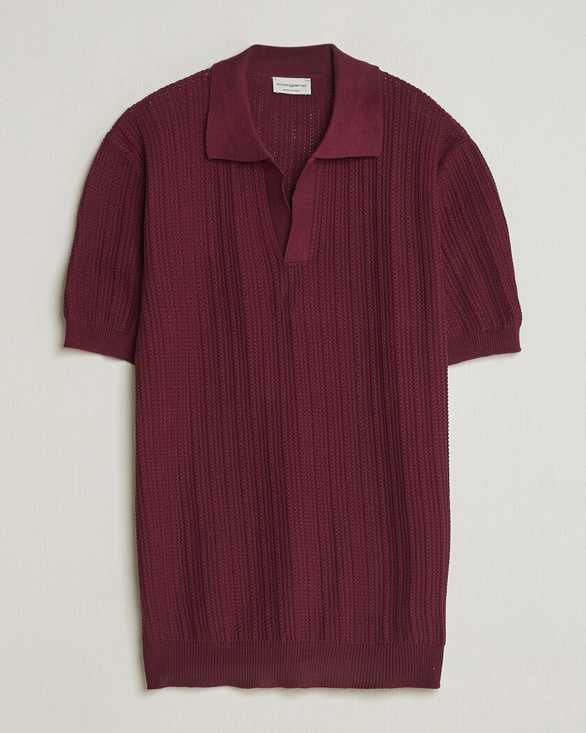 Morgano Structured Knitted Polo Burgundy – Rood