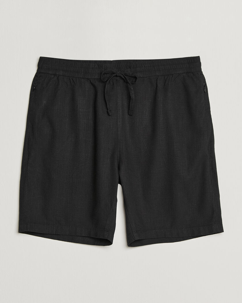 KnowledgeCotton Apparel Loose Linen/Viscose Shorts Black – Zwart