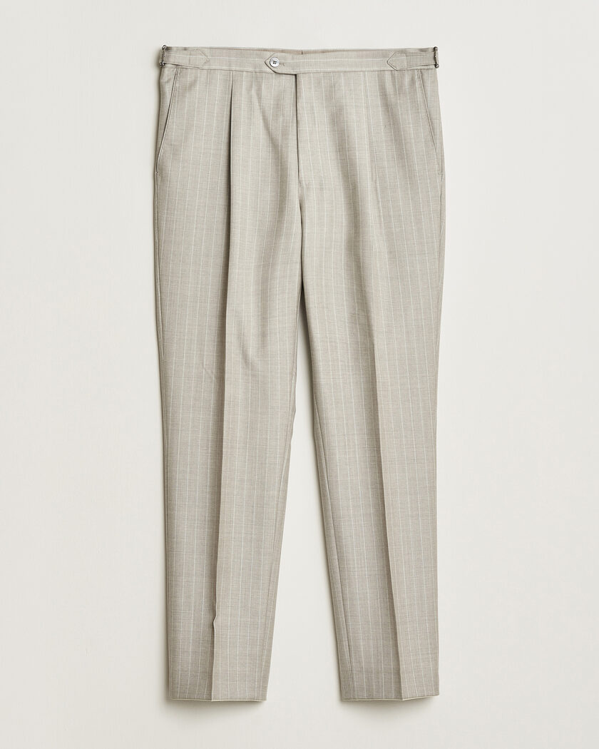 Oscar Jacobson Delon Striped Wool Trousers Beige – Beige