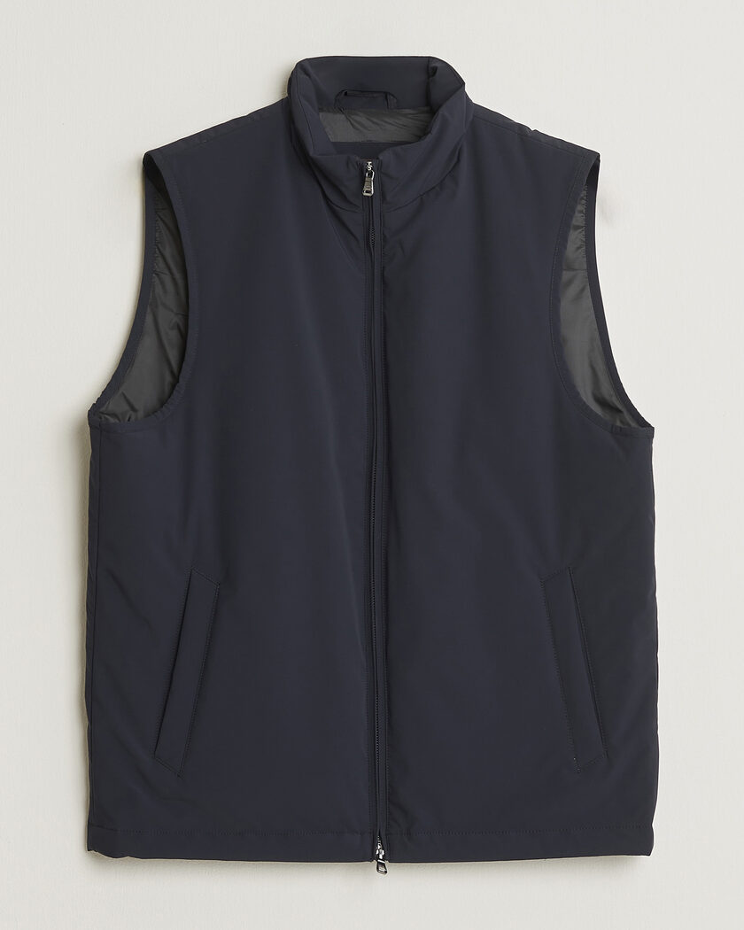 Oscar Jacobson Light Zipped Waistcoat Navy – Blauw