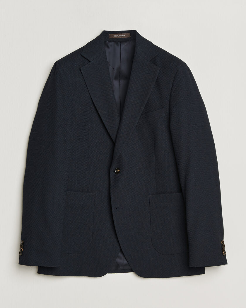 Oscar Jacobson Fogerty Patch Structure Cotton Blazer Navy – Blauw