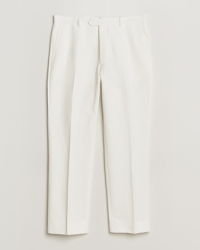 Oscar Jacobson Del Cotton/Linen Trousers White – Wit