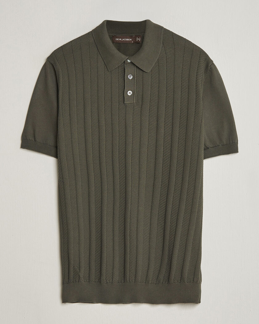 Oscar Jacobson Barto Structured Cotton Polo Green – Groen