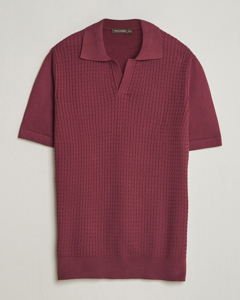 Oscar Jacobson Alf Structured Cotton Polo Wine Red – Rood