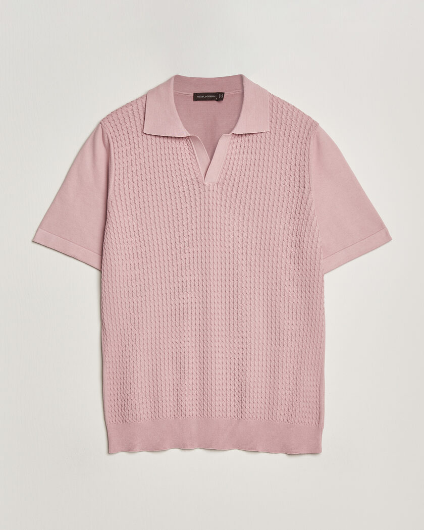 Oscar Jacobson Alf Structured Cotton Polo Pink – Roze