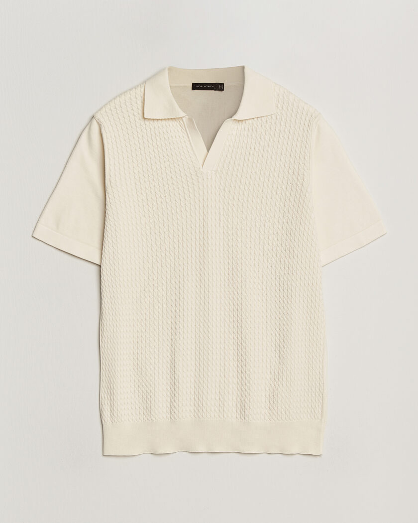 Oscar Jacobson Alf Structured Cotton Polo Off White – Wit