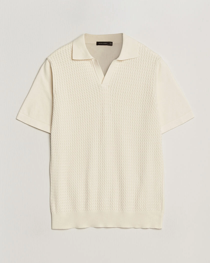 Oscar Jacobson Alf Structured Cotton Polo Off White – Wit