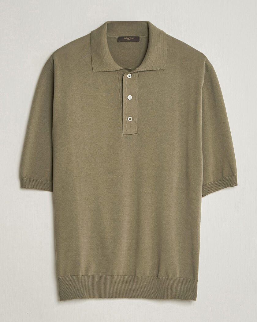 Zanone Knitted Cotton Polo Olive – Groen