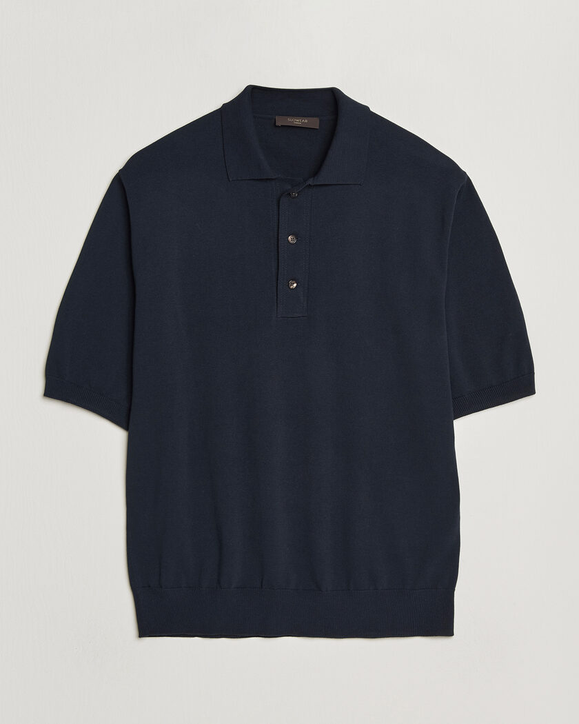 Zanone Knitted Cotton Polo Navy – Blauw