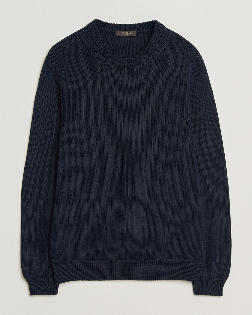 Zanone Soft Cotton Crew Neck Sweater Navy – Blauw