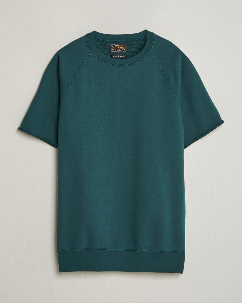 BEAMS PLUS Short Sleeve Cut Off Sweat Dark Green – Groen