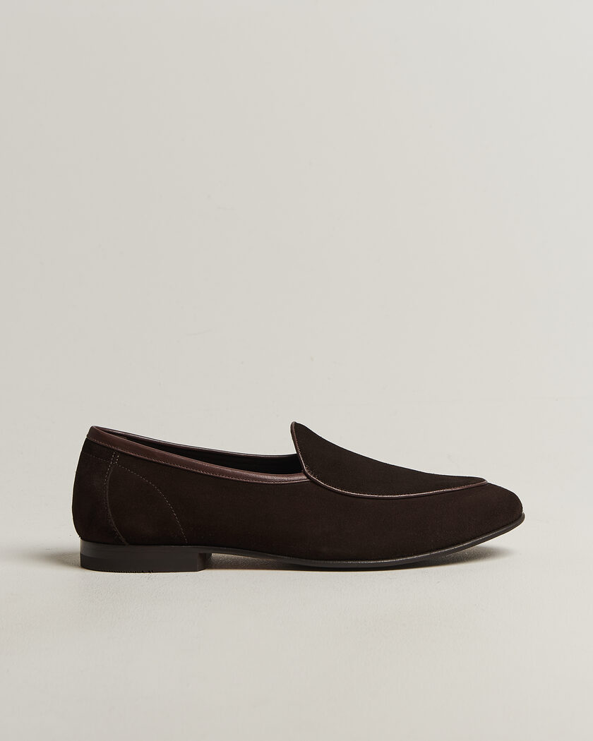 Loake 1880 Belgrave Suede Belgian Loafer Dark Brown – Bruin