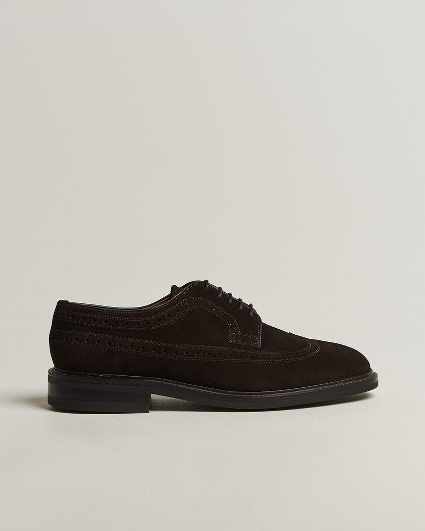 Loake Shoemakers Sovereign Longwing Suede Derby Dark Brown – Bruin