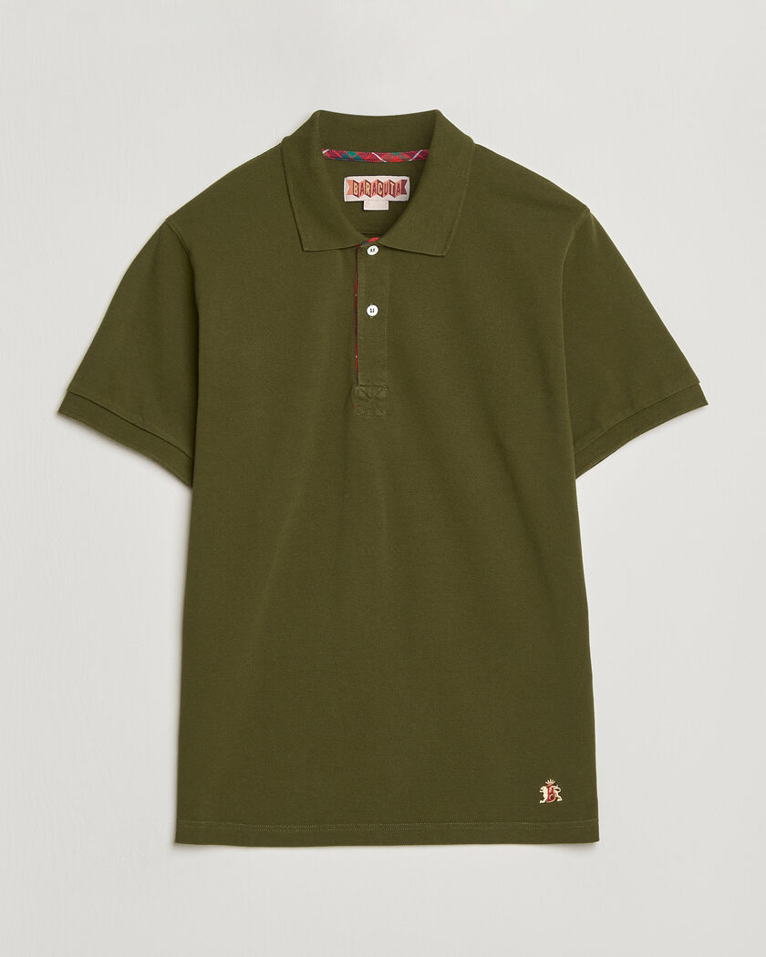 Baracuta Tartan Placket Piquet Polo Beech – Groen